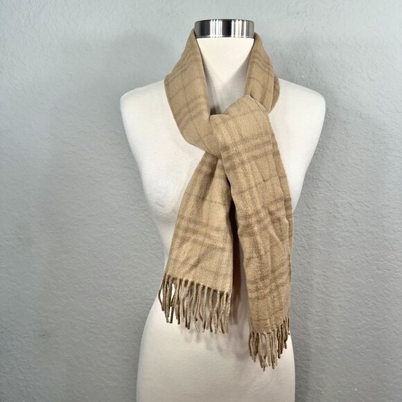 Burberry London Vintage Cashmere Tan Plaid Scarf - Picture 9 of 9